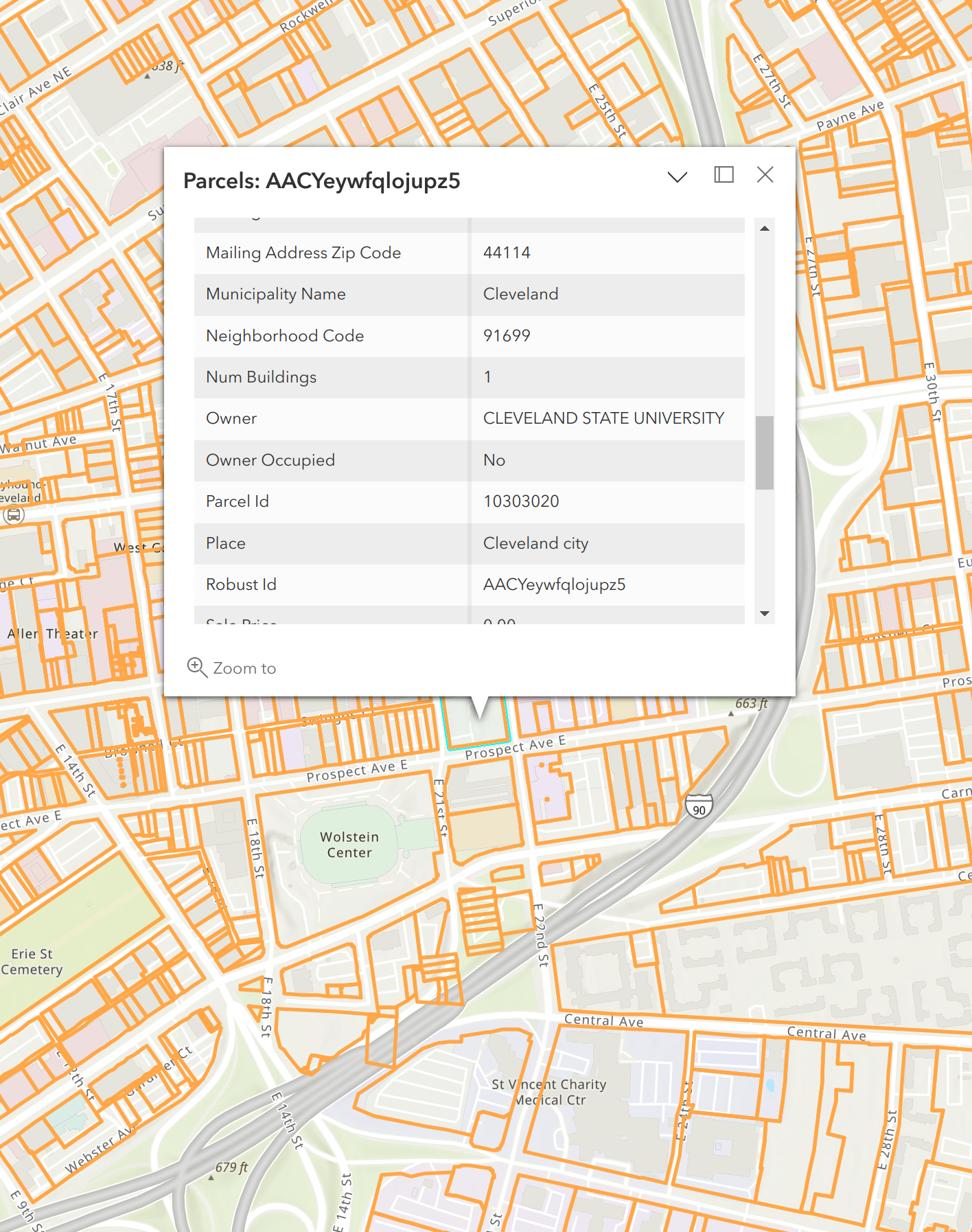 ArcGIS Online Zoomed In